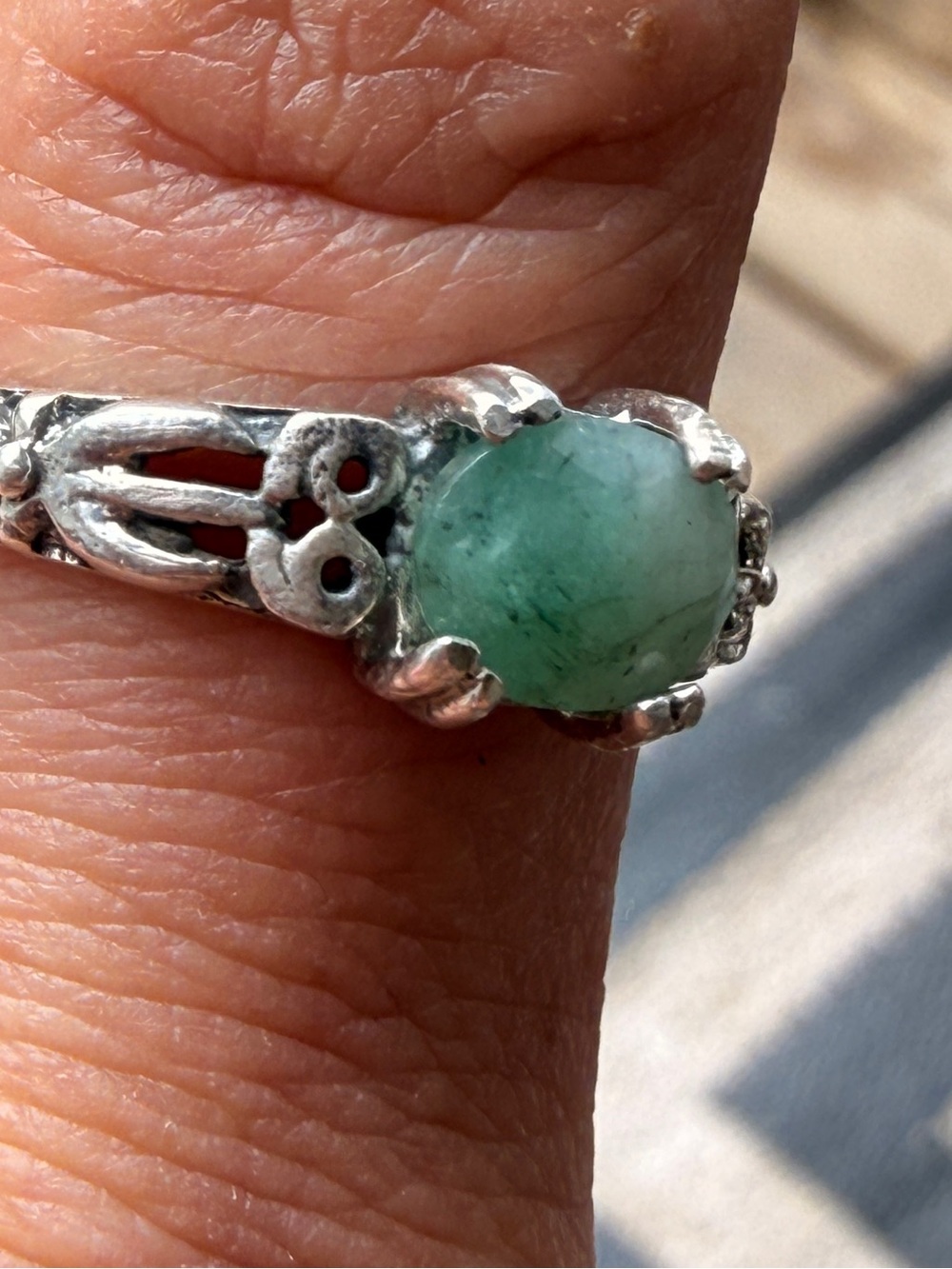 Sterling Silver Natural Colombian Emerald Oval Celtic Ring Sz9 - Picture 7 of 12